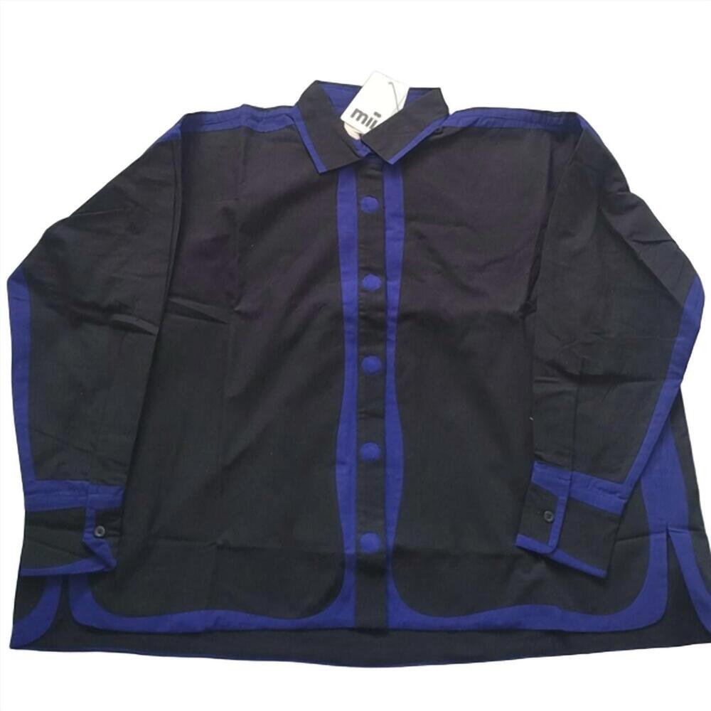 NEW MII COLLECTION women's oversized shirt in black/blue